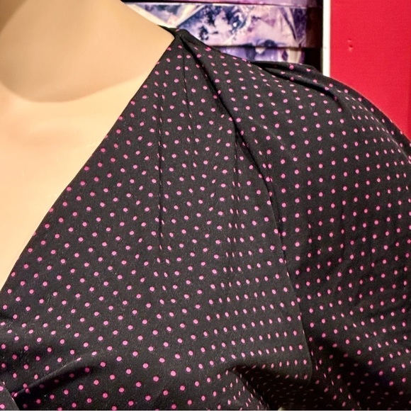 Igigi Polka Dot Dress Plus Size 18/20 Pink Dots on Black, Short Sleeves Country - Picture 10 of 15